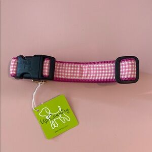 Up Country Pink Gingham Dog Collar Medium